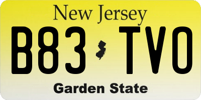NJ license plate B83TVO