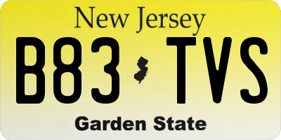 NJ license plate B83TVS