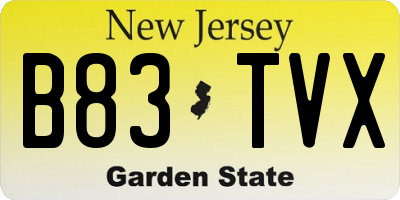 NJ license plate B83TVX