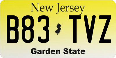 NJ license plate B83TVZ