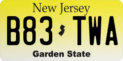 NJ license plate B83TWA