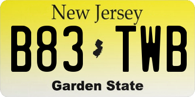 NJ license plate B83TWB
