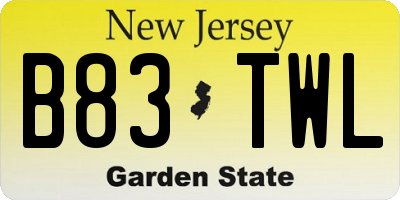 NJ license plate B83TWL