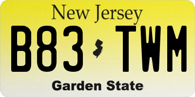 NJ license plate B83TWM