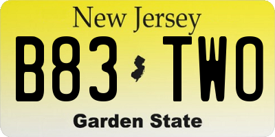 NJ license plate B83TWO