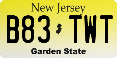 NJ license plate B83TWT