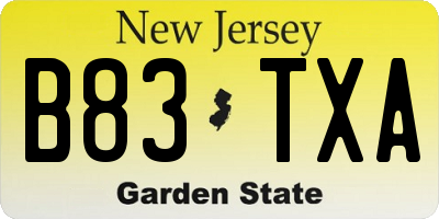 NJ license plate B83TXA