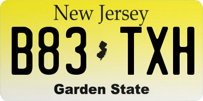 NJ license plate B83TXH