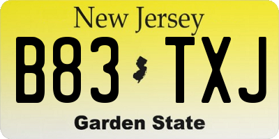 NJ license plate B83TXJ