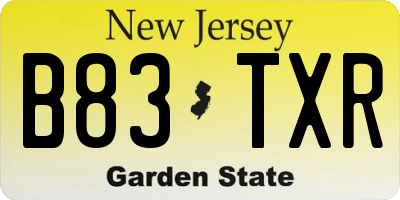NJ license plate B83TXR