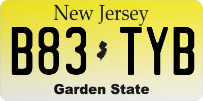 NJ license plate B83TYB