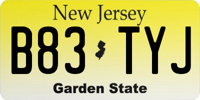 NJ license plate B83TYJ