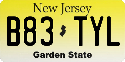 NJ license plate B83TYL