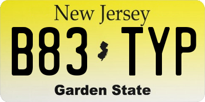 NJ license plate B83TYP