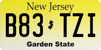 NJ license plate B83TZI