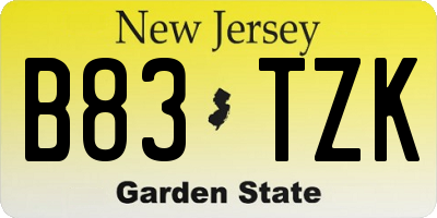 NJ license plate B83TZK