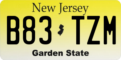 NJ license plate B83TZM