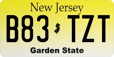 NJ license plate B83TZT