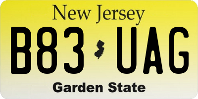 NJ license plate B83UAG