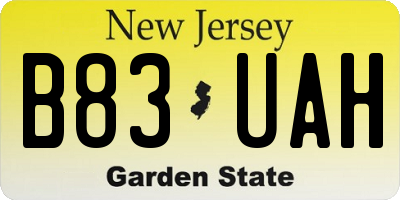 NJ license plate B83UAH