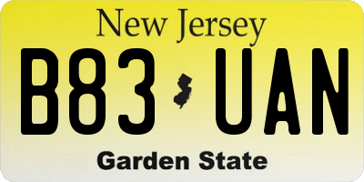 NJ license plate B83UAN