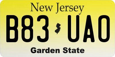 NJ license plate B83UAO
