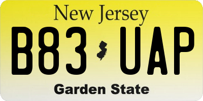 NJ license plate B83UAP