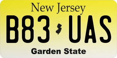 NJ license plate B83UAS