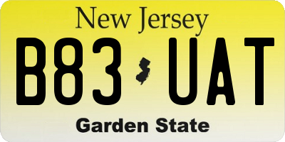 NJ license plate B83UAT