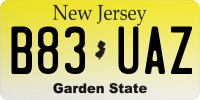 NJ license plate B83UAZ