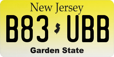NJ license plate B83UBB