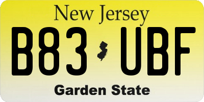 NJ license plate B83UBF