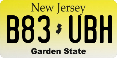 NJ license plate B83UBH