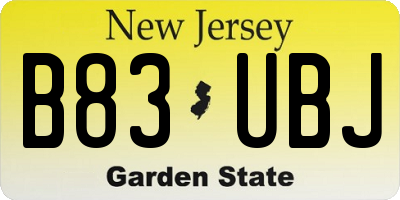NJ license plate B83UBJ