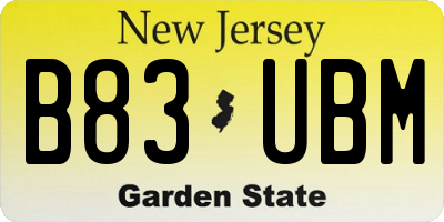 NJ license plate B83UBM