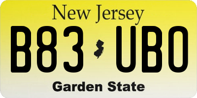NJ license plate B83UBO