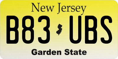 NJ license plate B83UBS