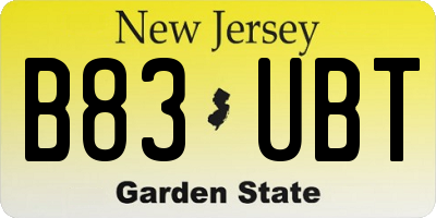 NJ license plate B83UBT