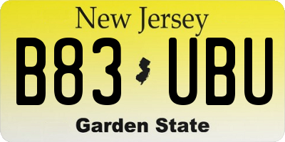 NJ license plate B83UBU