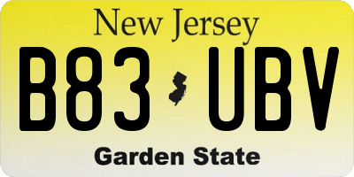 NJ license plate B83UBV