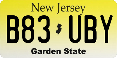 NJ license plate B83UBY
