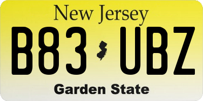 NJ license plate B83UBZ