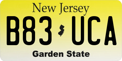 NJ license plate B83UCA
