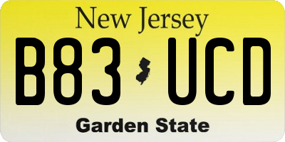 NJ license plate B83UCD