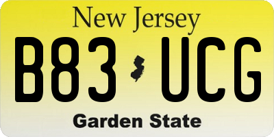 NJ license plate B83UCG