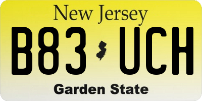 NJ license plate B83UCH