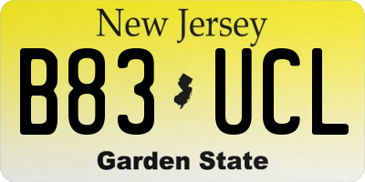 NJ license plate B83UCL