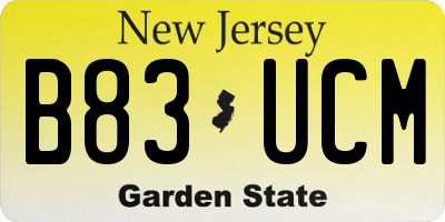 NJ license plate B83UCM