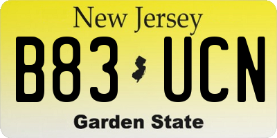 NJ license plate B83UCN