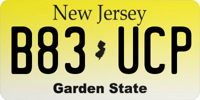 NJ license plate B83UCP